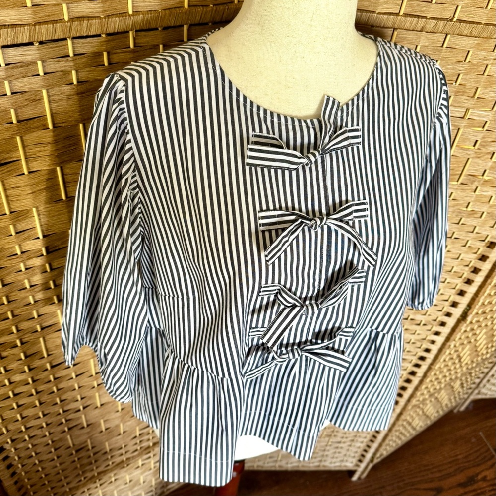 NWOT Velvet Heart 3/4 sleeve striped cotton top XL - Picture 3 of 14